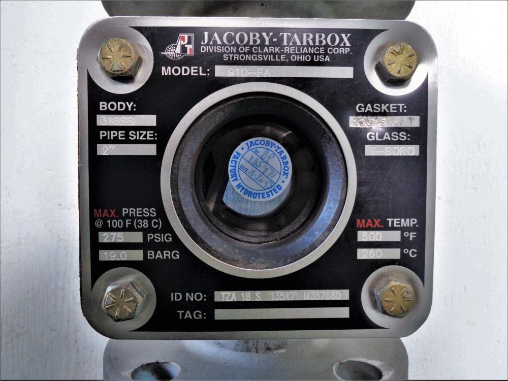 Jacoby-Tarbox 2" 150# Bulls-Eye Flanged 316 S/S Sight Glass Valve #910-FA 